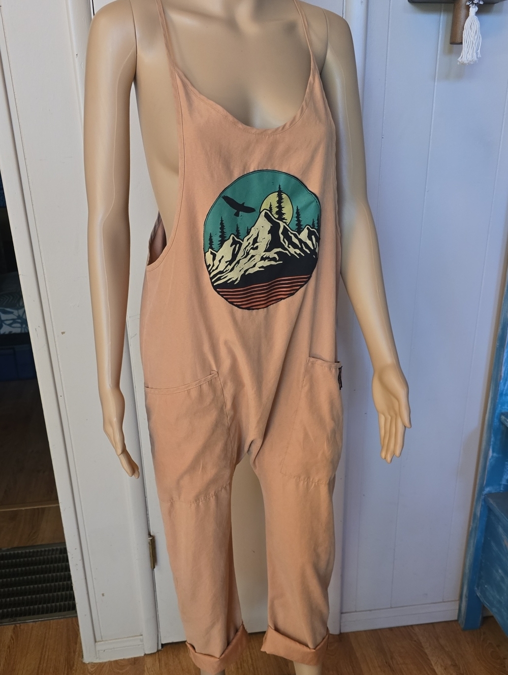 Upcycled Mountain Graphic Harem Pant Romper